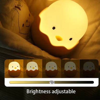 Eggshell Chicken Night Light Cartoon LED Light Bedroom Children Touch Adjustable Light Rechargeable Warm Light Atmosphere Light