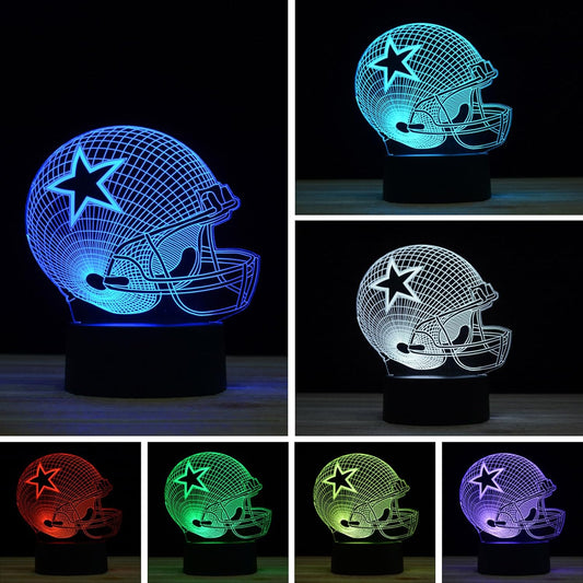 3D Illusion Night Light Desk Lamp, 7 Colors Auto Gradual Changing USB Powered LED Lights with Touch Switch for Kids Gifts Home Decoration (Baseball Helmet)