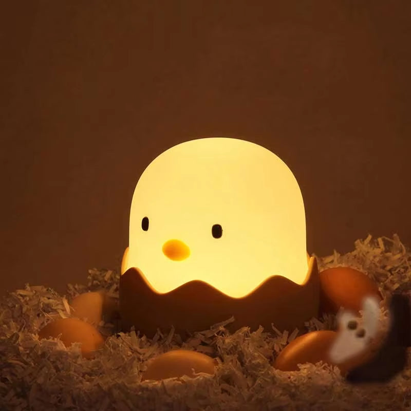 Eggshell Chicken Night Light Cartoon LED Light Bedroom Children Touch Adjustable Light Rechargeable Warm Light Atmosphere Light