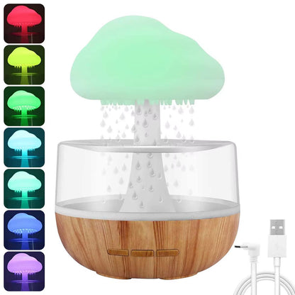 Rain Cloud Humidifier Rain Colorful Mushroom Cloud Raindrop Atmosphere Lamp Night Light Essential Oil Humidifier Machine