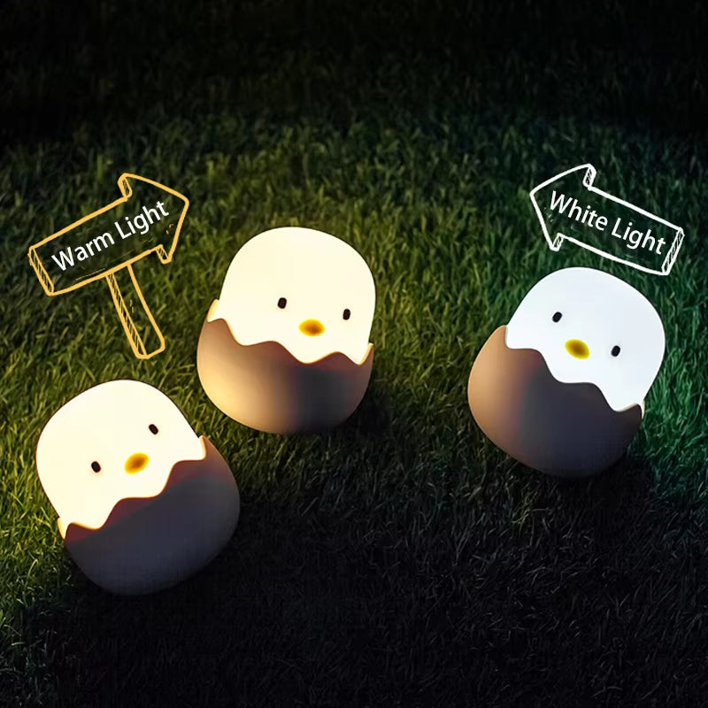 Eggshell Chicken Night Light Cartoon LED Light Bedroom Children Touch Adjustable Light Rechargeable Warm Light Atmosphere Light